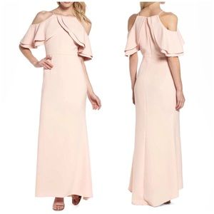Eliza J Pink Cold Shoulder Gown